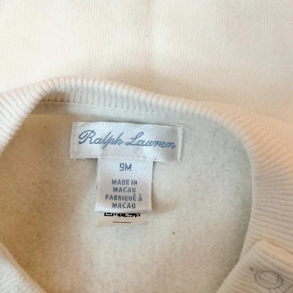 Ralph Lauren 9 Months Cream Sweatshirt with Teddy Bear Design🧸🧸🧸🧸